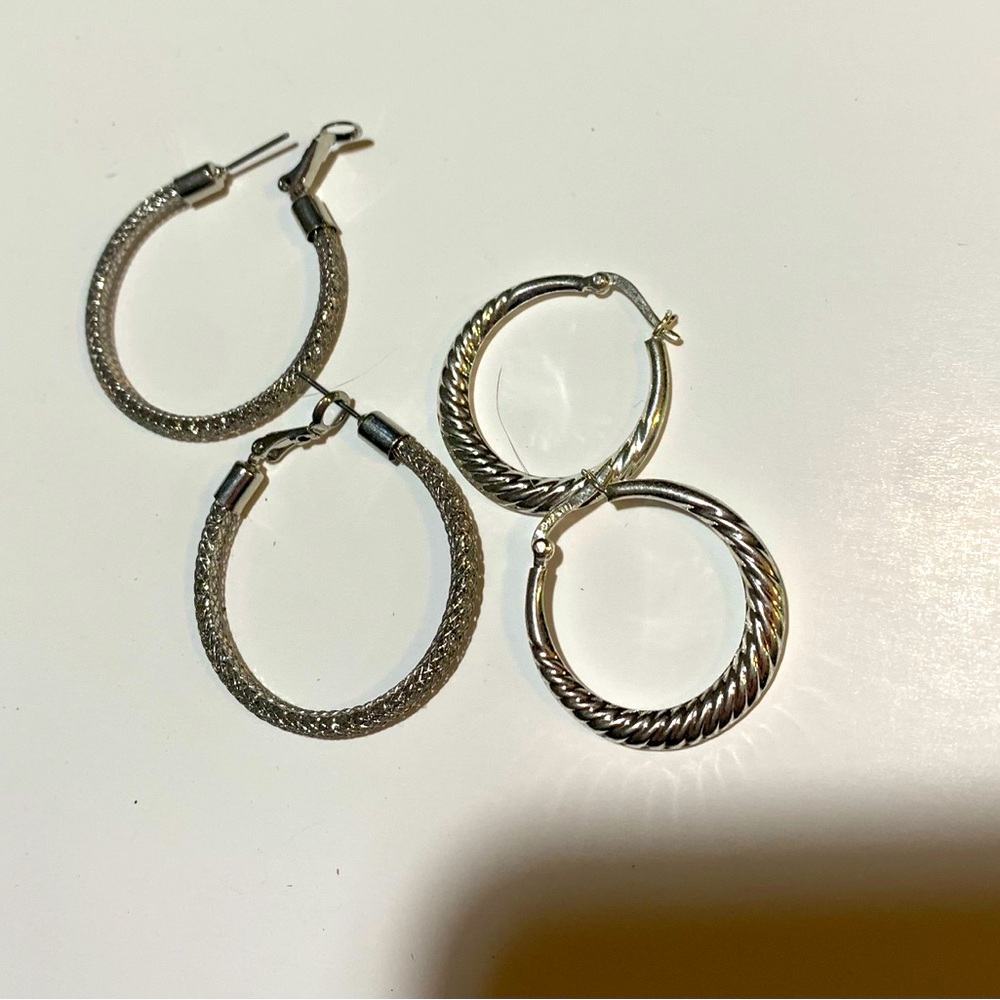 2 sterling silver hoops
